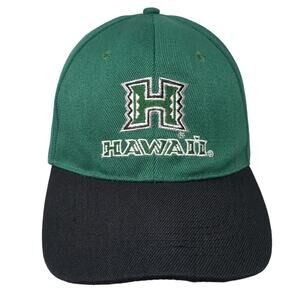 Hawaii Strapback Baseball Cap Green One Size Adjustable Embroidered Polyester